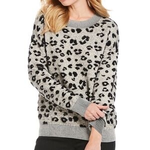NWT Gibson Latimer Leopard Print Jacquard sweater